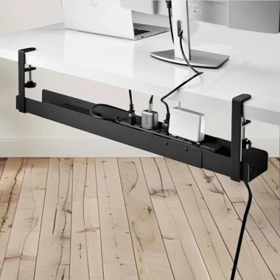 Bild av StarTech.com under Desk Cable Management Tray, Clamp on Installation Fack för kabelhantering kan monteras bord svart 80 cm