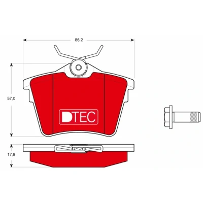 Bild av TRW DTEC COTEC GDB1596DTE Jeu de plaquettes frein non préparé pour indicateur d&#039;usure avec vis d&#039;étrier accessoires