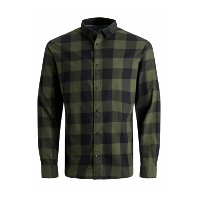 Bild av JACK &amp; JONES herr Skjorta Jjegingham Twill Shirt L/S Noos, Dammig oliv, L