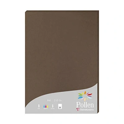 Bild av Clairefontaine ref 24292C pollenfärgat papper (paket med 25 ark) A4 (210 x 297 mm), 210 gsm papper, bläckstråleskrivare och laserskrivarkompatibel, syrafri brun