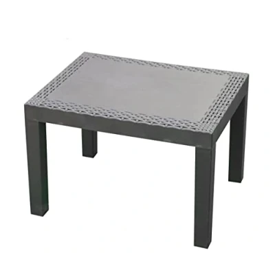 Bild av Spetebo Trädgårdsbord, Jack antracit med rotting utseende 59 x 46 cm sidobord av plast balkongbord, terrassbord, matbord, litet väderbeständigt för utomhusbruk