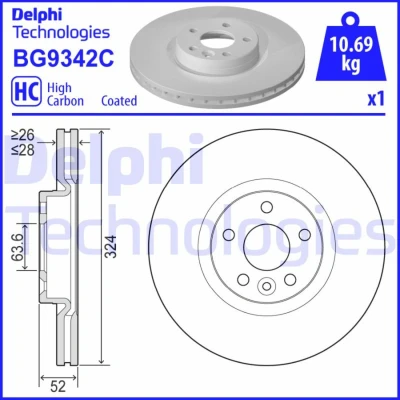 Bild av Bromsskiva DELPHI BG9342C