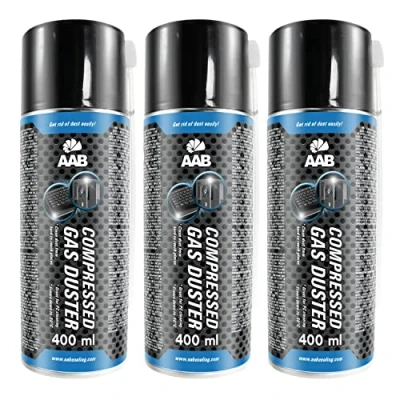 Bild av 3 x AABCOOLING Compressed Gas Duster 400 ml Dammdammburk för dator, tangentbord och annan kontorsutrustning, tangentbordstvätt, tryckluftsburk, luftfläkt, PC spray, tryckluftspruta