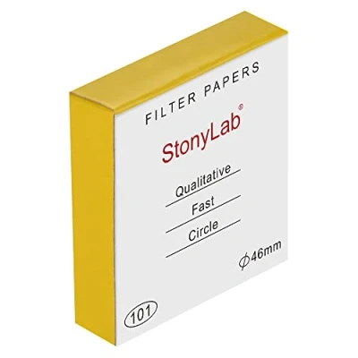 Bild av stonylab Kvalitativt filterpapper, 46 mm diameter snabb hastighet cellulosa filterpapper cirklar, 25 mikrometer partikelåterhållning, 100 förpackningar