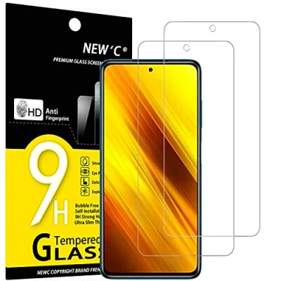 Bild av NEW&#039;C 2 Pack, skärmskydd i glas för Xiaomi Poco X3 / Pro/Poco NFC,bubbelfri, 9H hårdhet, 0,33 mm ultratransparent, ultrabeständigt härdat