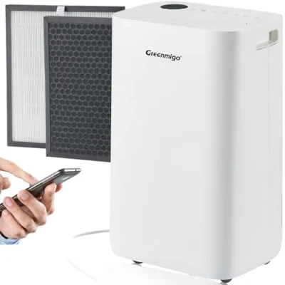 Bild av Greenmigo Luftavfuktare 25L WiFi,Luftrenarfunktion,HEPA filter,Kolfilter,Jonisering,Viloläge,Kontinuerlig Dränering,4.5L Vattentank,Torkning av Tvätt och 24 Timmars Timer(ALPHA Q25 Pro WiFi)