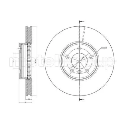 Bild av METELLI 23 0784C Disque de frein 332,0 30,0 5 75,0 ventilé peint BMW: X3, X5