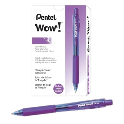 Bild av Pentel Wow! Indragbara kulspetspennor, (1,0 mm), medium linje, violett bläck, låda med 12 (BK440 V)