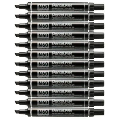 Bild av Pentel N60 permanent markör mejsel spets max.6mm linje svart ref A [paket med 12]