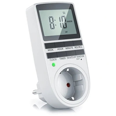 Bild av CSL Computer Digital timer med 2,1 ″ LCD Skärm, 10 konfigurerbara program, reservbatteri och slumpmässig omkopplingssäkring 5,3 cm (3680W), Vit
