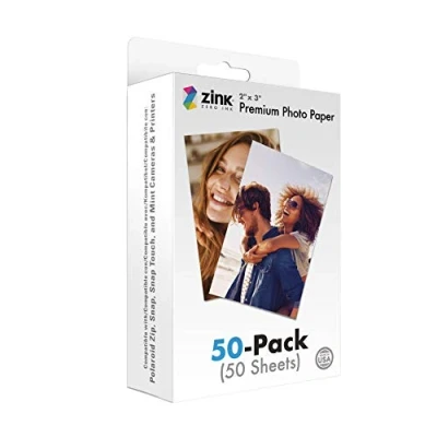 Bild av Zink 5 cm x 7,6 premium omedelbart fotopapper (50 pack) kompatibel med polaroid Snap, Snap Touch, Zip och Mint kameror skrivare