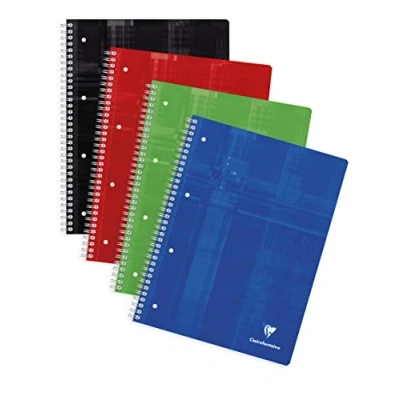 Bild av Clairefontaine 8252C spiralhäftad/collegeblock rutat linjerat 22, DIN A4, 21 x 29,7 cm, 80 ark, blandade färger, 1 styck
