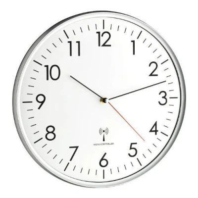 Bild av TFA Dostmann Trådlös analog väggklocka, hög noggrannhet, radioklocka, vit/silver, 60.3514, lämplig för kök, vardagsrum, kontor eller entré, 330 x 50 mm