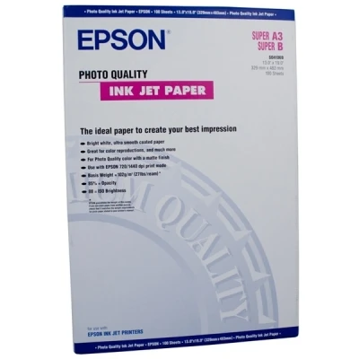 Bild av Epson Photo Quality Ink Jet Paper Matt bestruket ljust vit 329 x 483 mm 105 g/m² 100 ark papper för SureColor SC P700, P7500, P900, P9500, T2100, T3100, T3400, T3405, T5100, T5400, T5405