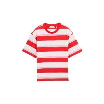 Bild av TOM Tailor Denim Striped BOXY Tshirt med print, Storlek: XXL, White red pink stripe