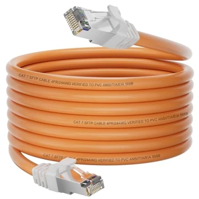 Bild av Nätverkskabel 15m, Cat 7 Ethernet kabel Höghastighets Patchkabel Gigabit 10Gbps, 15m Internetkabel Skärmad Wlan Lång RJ45 Utomhus LAN S/FTP Wifi