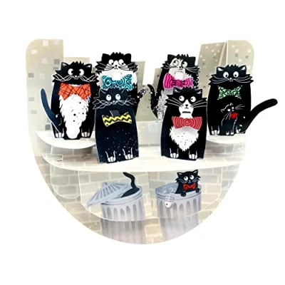 Bild av Cats with Bowties Pop n&#039; Rock Santoro 3D Up Greeting &amp; Birthday Card for Kids