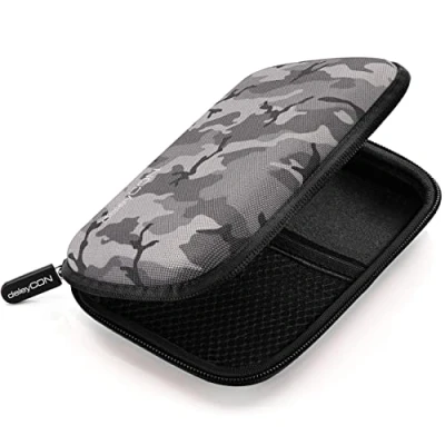 Bild av deleyCON Hårddiskfodral Hårddiskar Fodral HDD För 2,5 Tums och SSD Robust &amp; Stötsäker 2 Innerfack av Nät Svart/Camouflage
