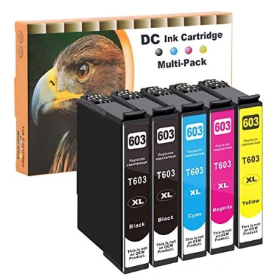 Bild av D&amp;C 5X bläckpatroner kompatibla med Epson 603 XL för Workforce WF 2810 DWF 2830 2835 2850 Expression Home XP 2100 Series 2105 3100 3105 4105