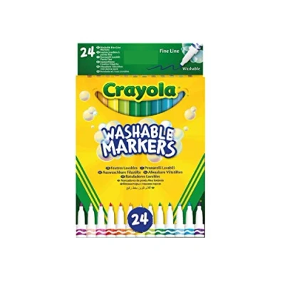 Bild av CRAYOLA 24 tvättbara fina spetsar blandade skola fritid markörpennor, färgade /