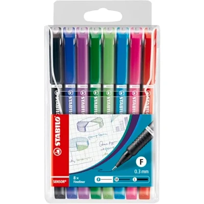 Bild av Fineliner STABILO SENSOR F Förpackning med 8 Blandade färger