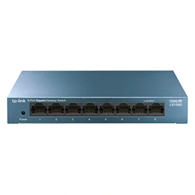 Bild av TP Link TL LS108G LAN switch 8 portars nätverksbrytare (plug and play Gigabit splitter, Ethernet hubb fläktlös, robust metallhölje)