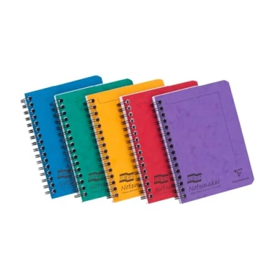 Bild av Clairefontaine Ref 482/1138Z Europa Notemaker sidobunden anteckningsbok (120 sidor) A6 storlek, 90 gsm borstat velumpapper, mikroperforerade ark, linjerade linjer blandade färger (paket med