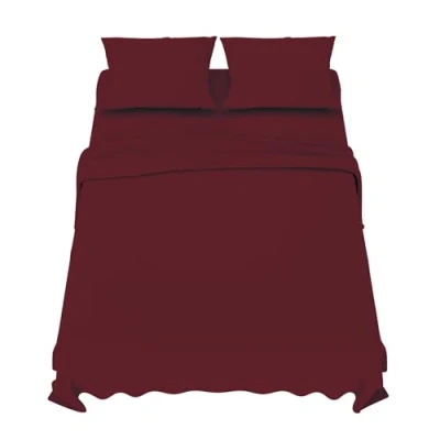 Bild av Dreamzie Bäddset 180x200 cm 4 delar mikrofiber lakan Platt 2 personer 270x290 örngott 50x80 Oeko Tex Certified Burgundy