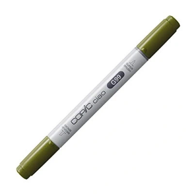 Bild av COPIC Ciao märkpenna typ G 99, oliv, mångsidig layoutmärkpenna med en medelbred och penselspets