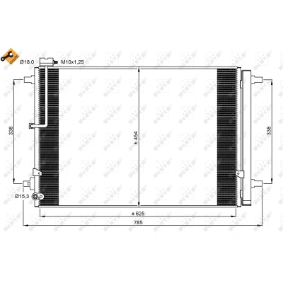 Bild av NRF EASY FIT 350059 Condenseur De Clim avec déshydrateur, bague d&#039;étanchéité 18 15,3 Aluminium 625 R 134a AUDI: A8 D4