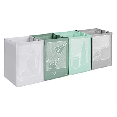 Bild av Navaris Återvinningspåsar för kök (set med 4) återanvändbar återvinningspåse set att separera papper, plast, glas, metall organiseringskorgar inomhus
