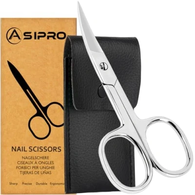 Bild av ASIPRO Nagelsax Böjd 3,75&quot; Inklusive Nagelsaxfodral Extra Skarp Tår, Tånagelsax, Nail Scissors Stainless Steel För Manikyr Och Pedikyr, Tånagel Sax Skötsel av Finger Tånaglar