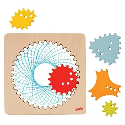 Bild av goki 58440 spirograf 13 x 0,5 cm, trä, 6 delar, färgglada