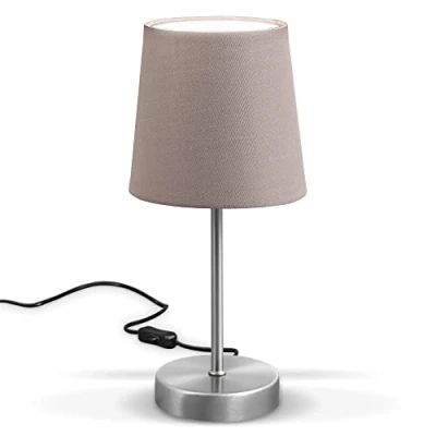 Bild av B.K.Licht LED bordslampa tyg lampa I taupe matt nickel E14 sängbordslampa med strömbrytare IP20