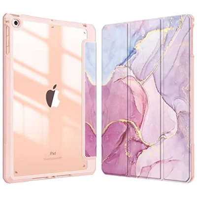 Bild av Fintie Hybrid Slim fodral för iPad 6:e generationen 2018, 5:e 2017, Air 2, 1 (9,7 tum) [Med pennhållare] Stötsäkert med transparent bakstycke, glittrig marmor