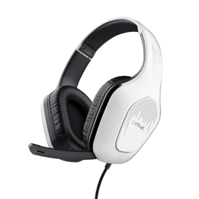 Bild av Trust Gaming GXT 418W Rayne lätta spelhörlurar för PC Xbox PS4 PS5 Mobile Switch, 50 mm drivrutin, ljuduttag 3,5 mm, 2 m kabel, hörlurar med mikrofon over ear, vit