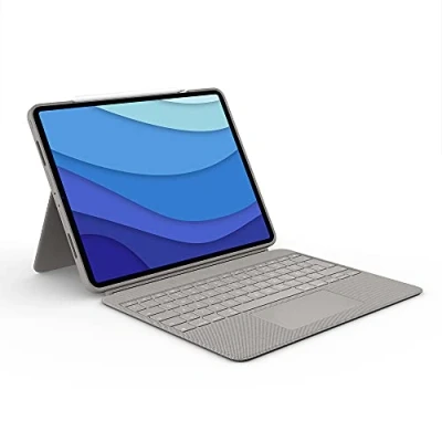 Bild av Logitech Combo Touch tangentbordsfodral för iPad Pro 12,9 tum (5:e och 6:e Generation 2021, 2022) Avtagbar med, ställfäste, klickbar överallt, smart kontakt, tysk QWERTZ layout sandfärg