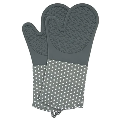 Bild av WENKO Grythandskar med handflator av silikon, 1 par, praktiska kökshjälpmedel, kan också användas som grillhandskar, värmebeständig, 18,5 x 37,5 cm, grå