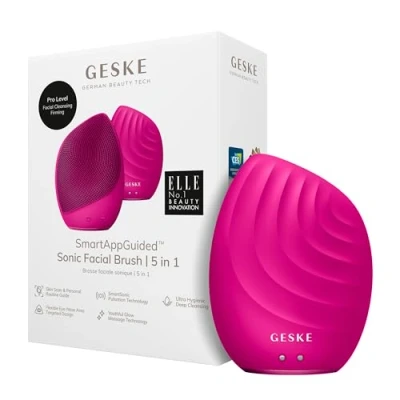 Bild av Geske Sonic Facial Brush 5 IN 1 SMARTAPPGUIDED Ansiktsvård tillbehör, Storlek: One Size, Magenta