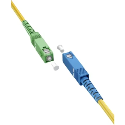 Bild av goobay 59658 fiberoptisk kabel (FTTH)/singelläge (OS2) simplex/SC APC (8) hane till SC UPC hane/fiberoptisk kabel/1 meter