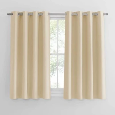 Bild av PONY DANCE Termogardiner mörkläggning gardin barnrum ljusblockering värmeisolerande öljettgardin, 2 stycken H 137 x B 117 cm, Biscotti beige