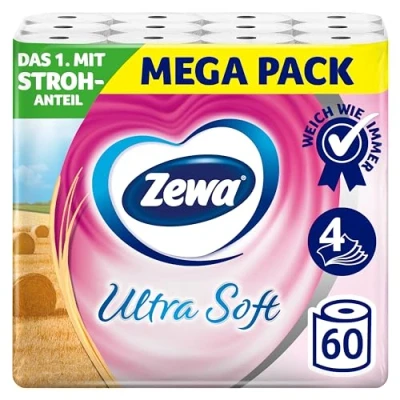 Bild av Zewa Ultra Soft toalettpapper med strömdel 3 x 20 rullar, vit, 60 räkningar (förpackning 1)