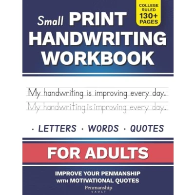 Bild av Small Print Handwriting Workbook for Adults: Improve your Penmanship &amp; Writing Skills with Motivational Quotes and Positive Affirmations