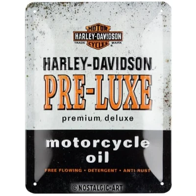 Bild av Nostalgic Art Plåtskylt i retrostil, 15 x 20 cm, Harley Davidson Pre Luxe Presentidé för mc åkare, av metall, vintagedesign