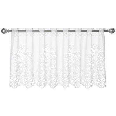 Bild av ElbersdruckBistrogardin 1129 vit, halvtransparent 60 x 160 cm, fönstergardin, kort gardin för vardagsrum, sovrum, hall, 501239