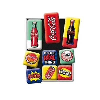 Bild av Nostalgic Art Kylskåpsmagneter i retrostil, Coca Cola Pop Presentidé för Coke älskare, Magnetset magnettavlor, Deko vintage, 9 stycken