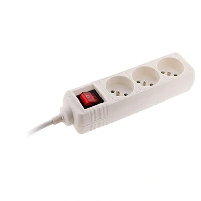 Bild av Zenitech 3 Uttagsblock 16A 2P+T Med Strömbrytare Kompakt Strömfördelare För Elektriska Apparater Och Lampor HO5VV F 3G1mm² Kabel NF Certifierad Vit 1m