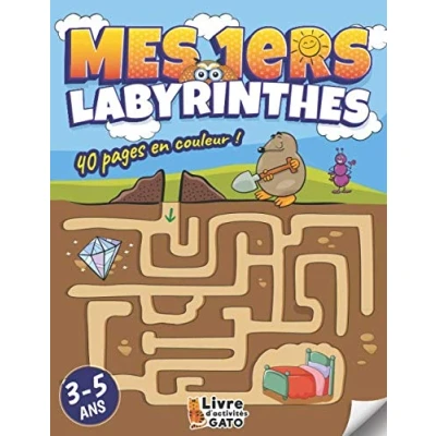 Bild av Labyrinthe enfants 3 5 ans: livre en couleur Des Labyrinthes d&#039;animaux divertissants Un enfant +3 ans éducatif pour les touts petit d&#039;activités Gato