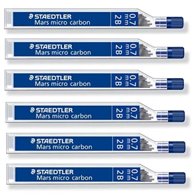Bild av STAEDTLER Mars Micro Carbon 250 0,7 mm 2B påfyllningspennor 6 rör/paket (72 ledningar)