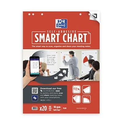 Bild av Oxford SmartChart Flipover papper 600 x 800 mm 20 ark vitt tydlig 6 hål